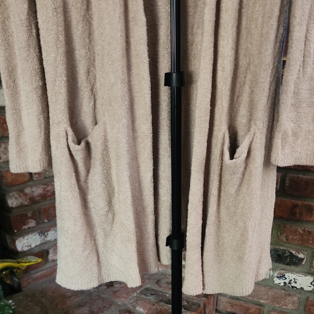 Barefoot Dreams CozyChic Beige Open Front Cardigan Duster Soft Lounge Sweater M - Picture 3 of 11